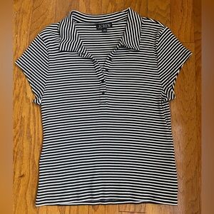 J.Crew Short-sleeve henley polo in black and white striped vintage rib